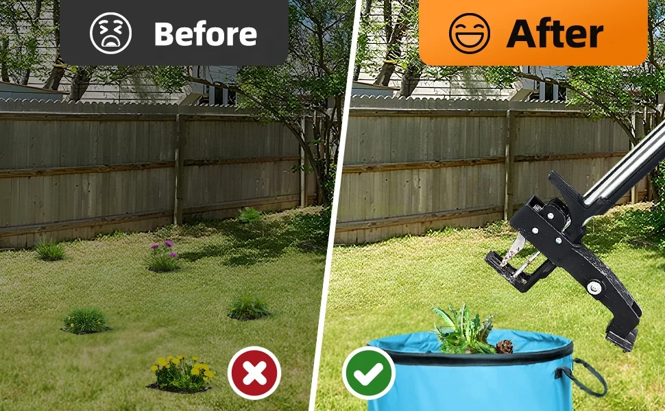 Gardening Manual Tool Weed Gripper No Bending Weed Extractor with Metal Long Handle