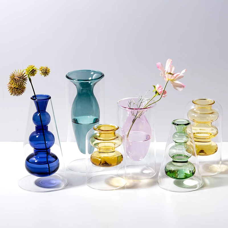 Home Decoration Glass Vase Office Desktop Hydroponic Vase Glass Container Decoration
