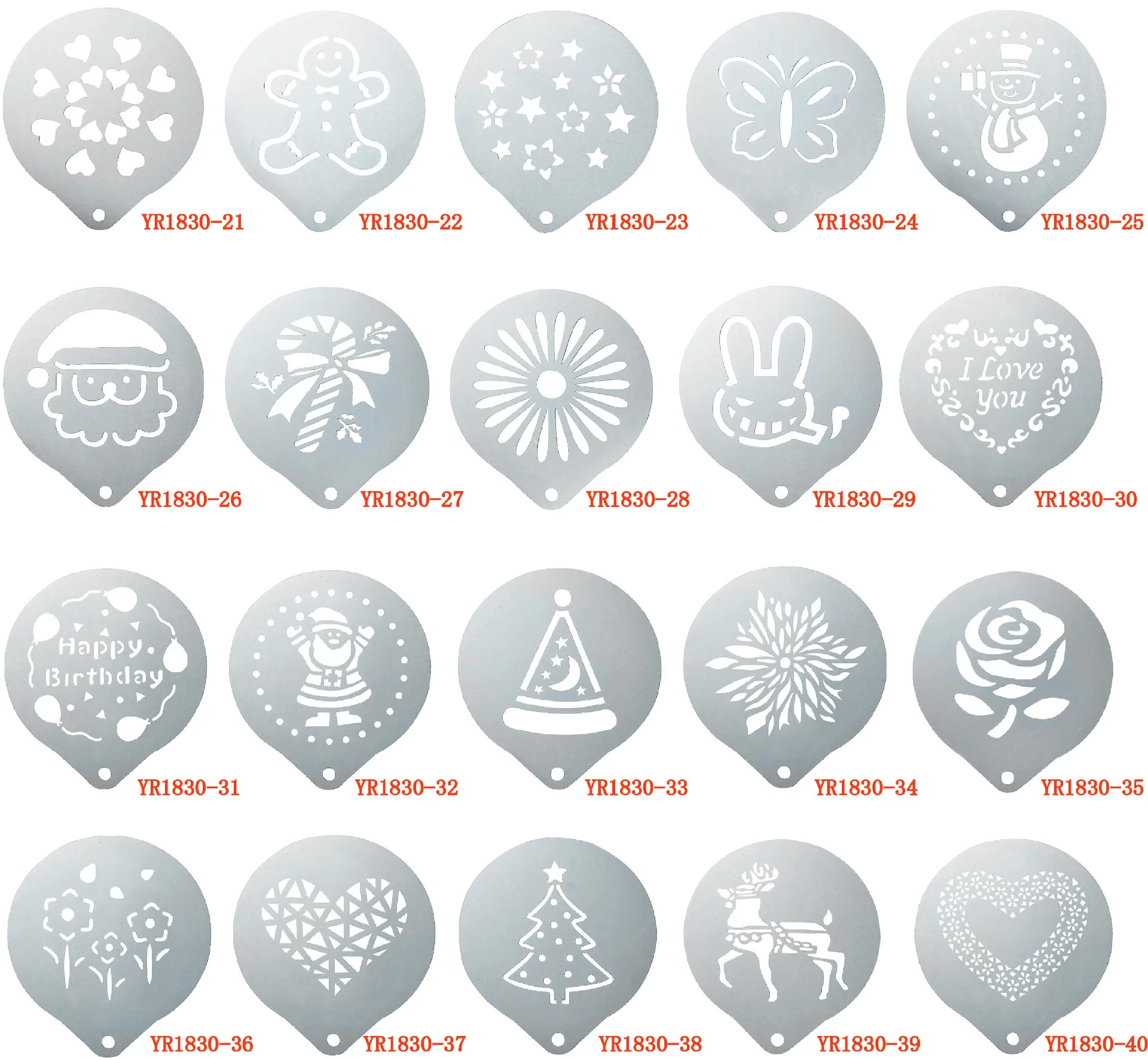 Customized Coffee Templates Cappuccino Foam Latte Art Stencil Stainless Steel Decorating Coffee Stencils