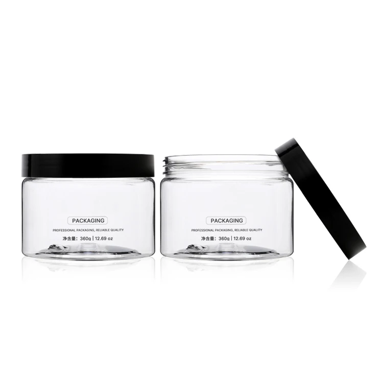 China Factory Wholesale Skincare Cosmetic Cream Jar 360g Clear Cosmetic Cream Plastic Jars With Screw Top Lids