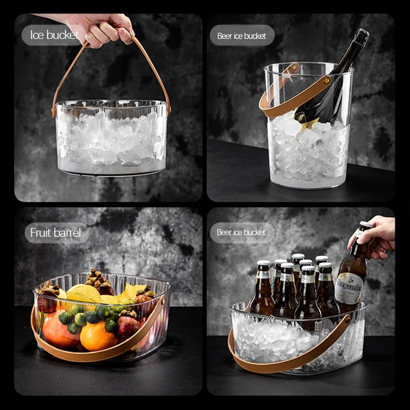 Custom Belt Cooler Portable Beer Ice Bucket Storage Baskets Champagne Bucket Acrylic Ice Buckets