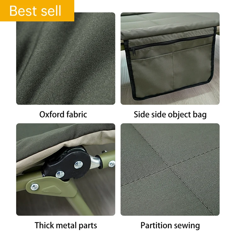 High Quality Camping Portable Outdoor Camping Metal Steel Single Folding Bed