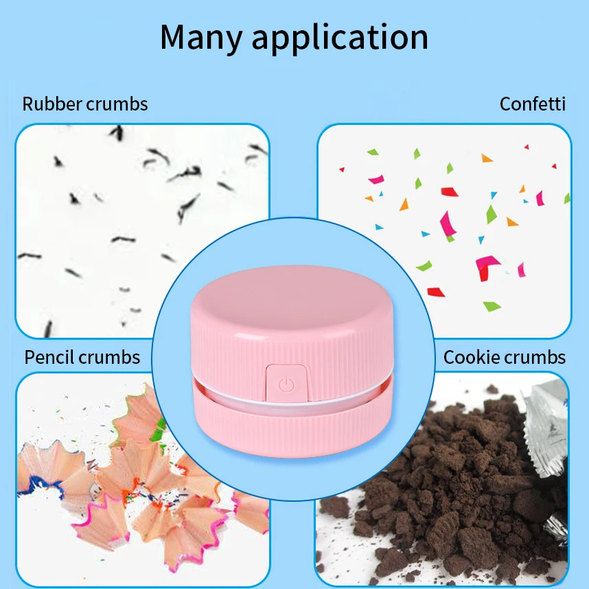 Mini Small Tabletop Rubber Confetti Cleaner Portable Student Desktop Portable Mini Vacuum Cleaner Mini Dust Cleaner