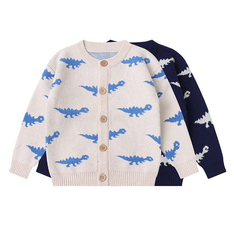 Spring Fall Wholesale Baby Sweater Cardigan 2-7 Years Outfits Plaid Pattern Children Knitted Sweater