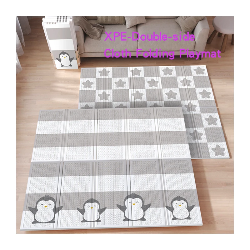 Children Double Sided Non-toxic Educational Toy Large Cartoon Pattern Foldable Floor Pad Carpet Xpe Foam Baby Crawling Play Mat