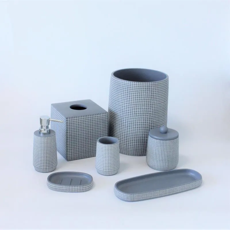 2021 new design buy cheap 5 piece 3 piece polyresin  toiletries sets Resin Bathroom Accessory Set resin bath sets