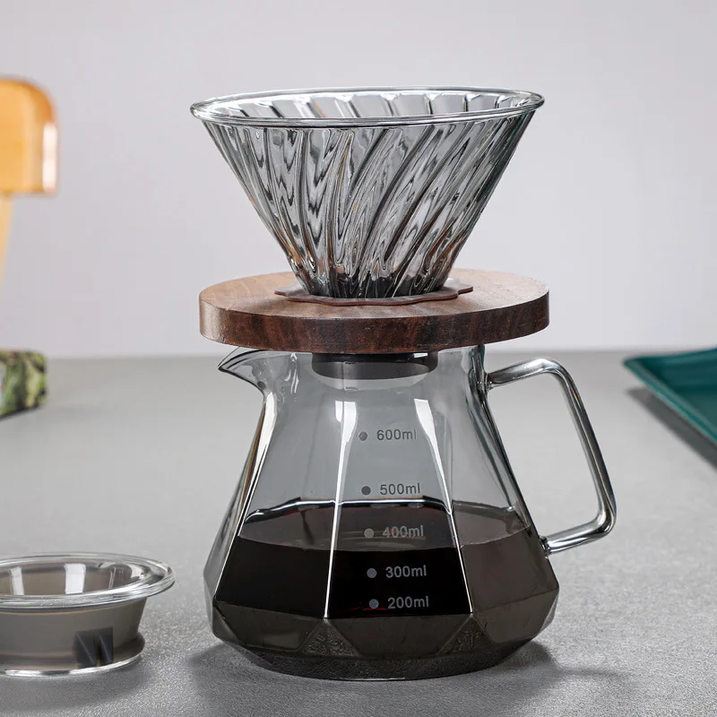 Ecocffee Hand Drip Pot 800ml V 60 Coffee Servers Espresso Coffee Shop Cups Glass Pour Over Coffee Makers With