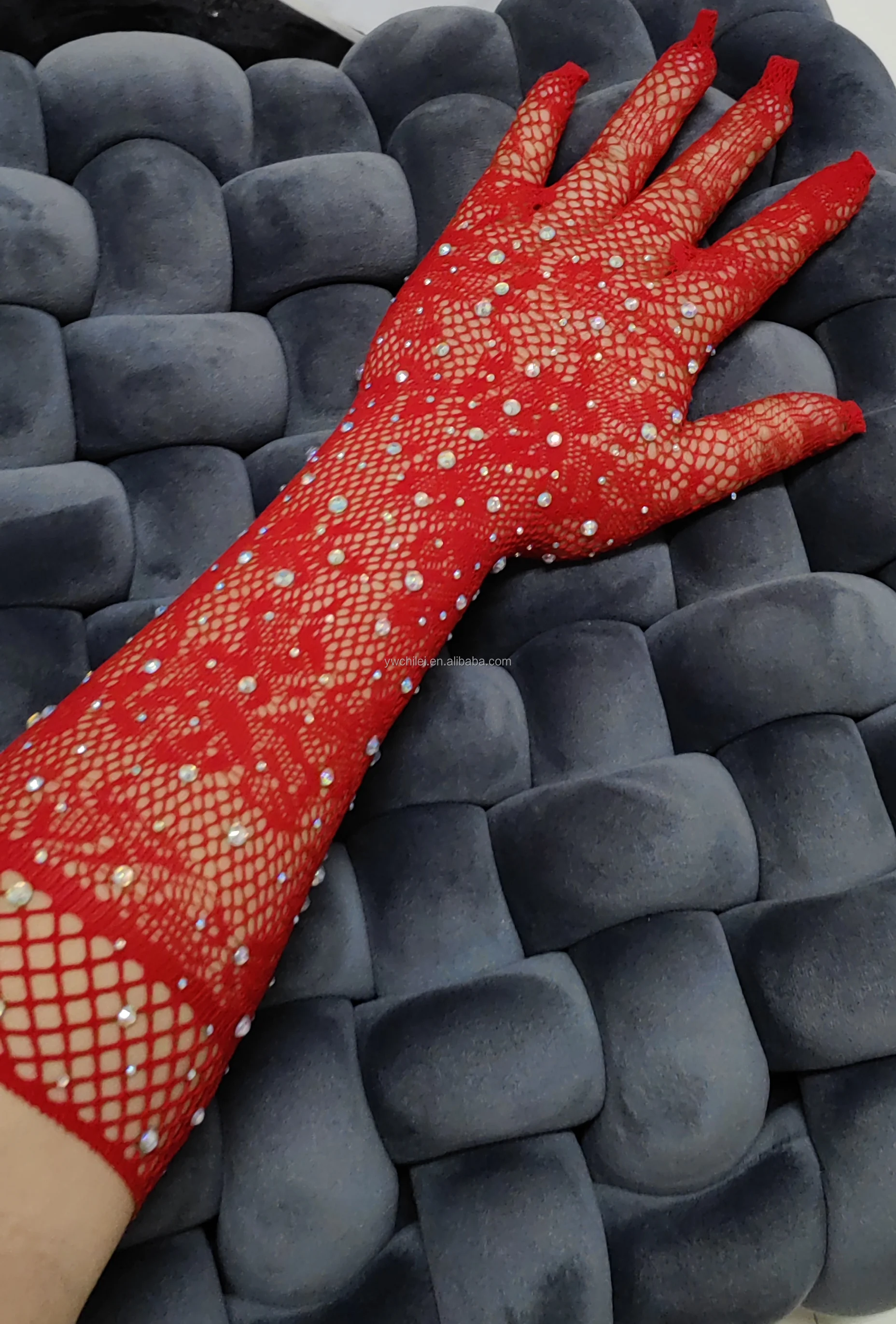 Black Nude Net Mesh Arm Sleeve 80s Opera Glitter Gloves