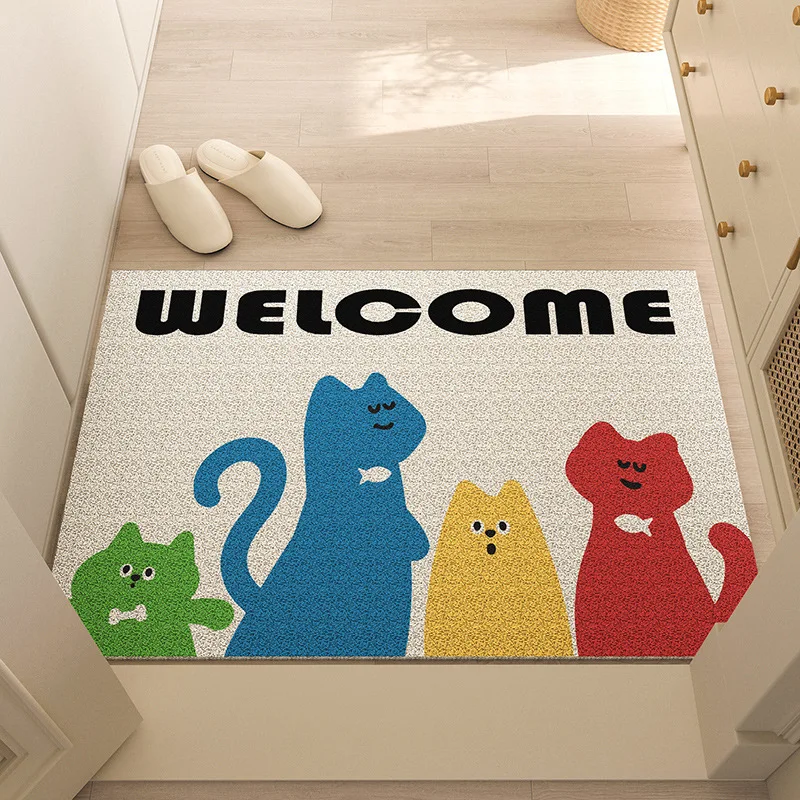 TIKTOK Shopee Hot Selling INS Wind Cartoon PVC Wire Circle Entrance Guard Wear resistant,  Dustproof, Easy to Maintain Floor Mat