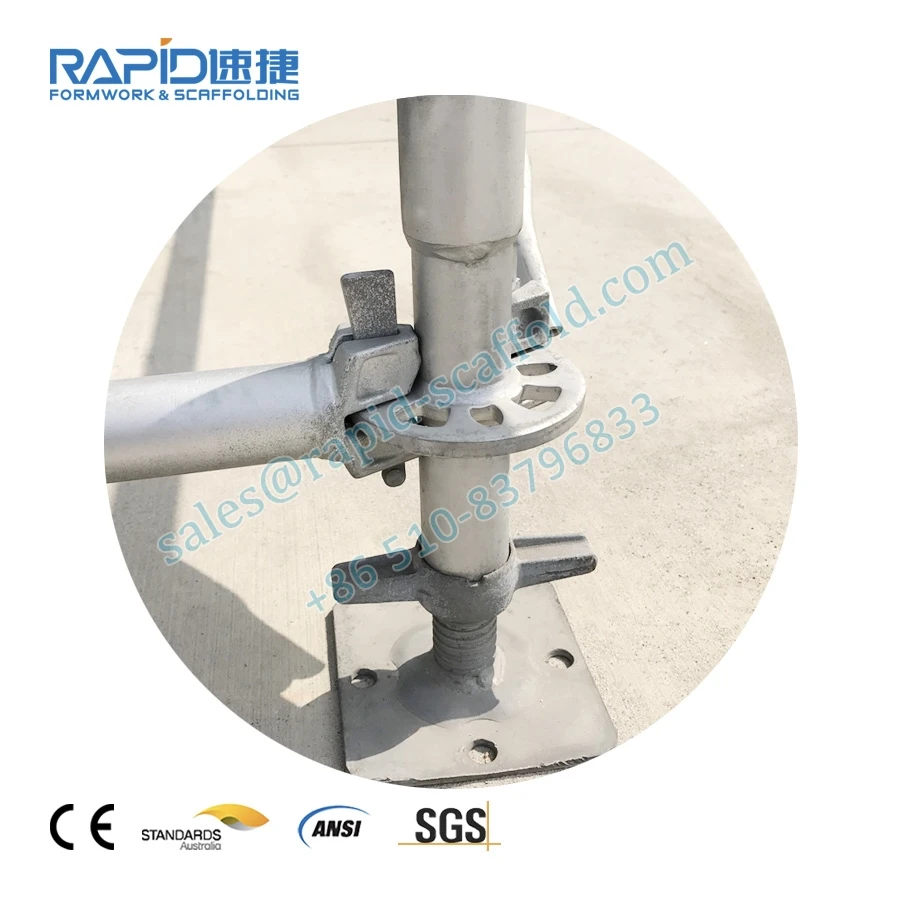 High quality electro galvanized steel adjustable Scaffolding Parts 0.6m 1.97 Andamios Jack Base for sale
