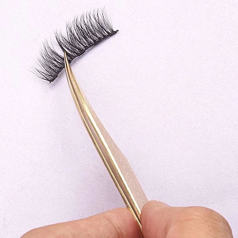 Wholesale Gold Fiber Tip volume Lashes Tweezers for False Eyelash Extension individual custom logo 90 degrees fiber grip tweeze