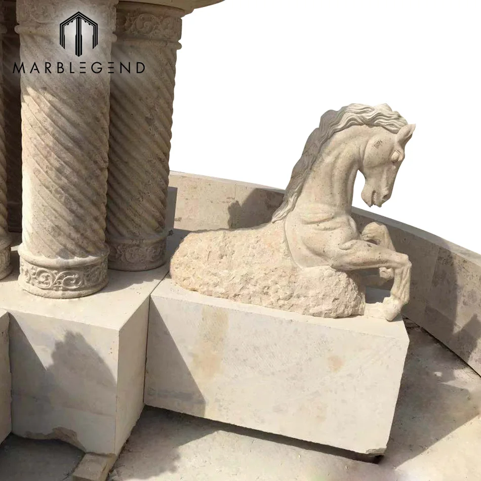 Китайская Фабрика PFM, уличные статуи лошадей, мраморный фонтан для виллы, проектный дизайн