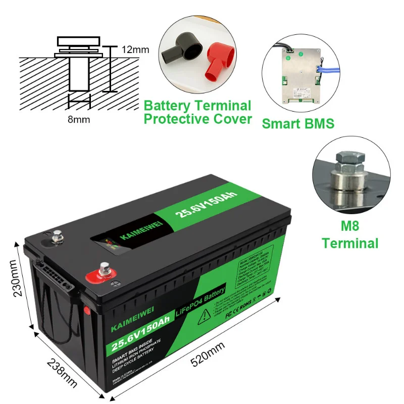 KMW 24v energy storage battery 24v 150ah lifepo4 lithium ion batteries with 3kw inverter home use