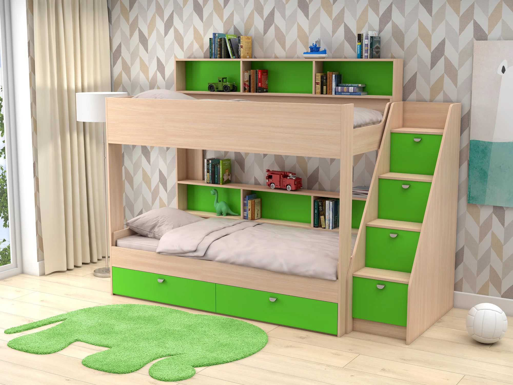 Exw Price Luxury Design Environmental Protection Materials Block Board Children Bunk Bed With Slide