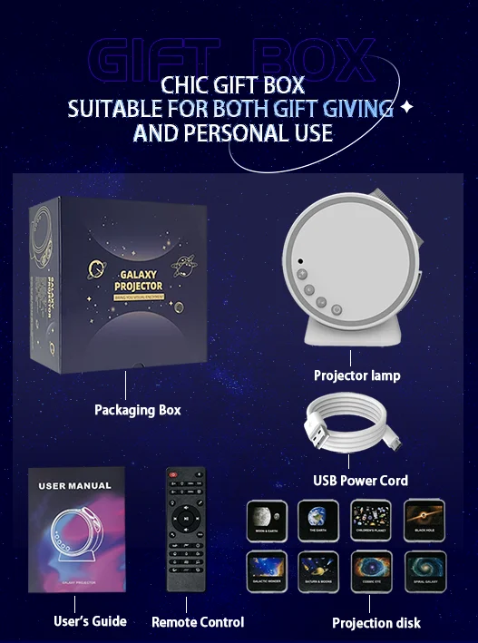 Starry Projector Lamp Children Bedroom Night LED Light  Decor Remote Control Rotating Star Galaxy Moon Projector Table Lamp