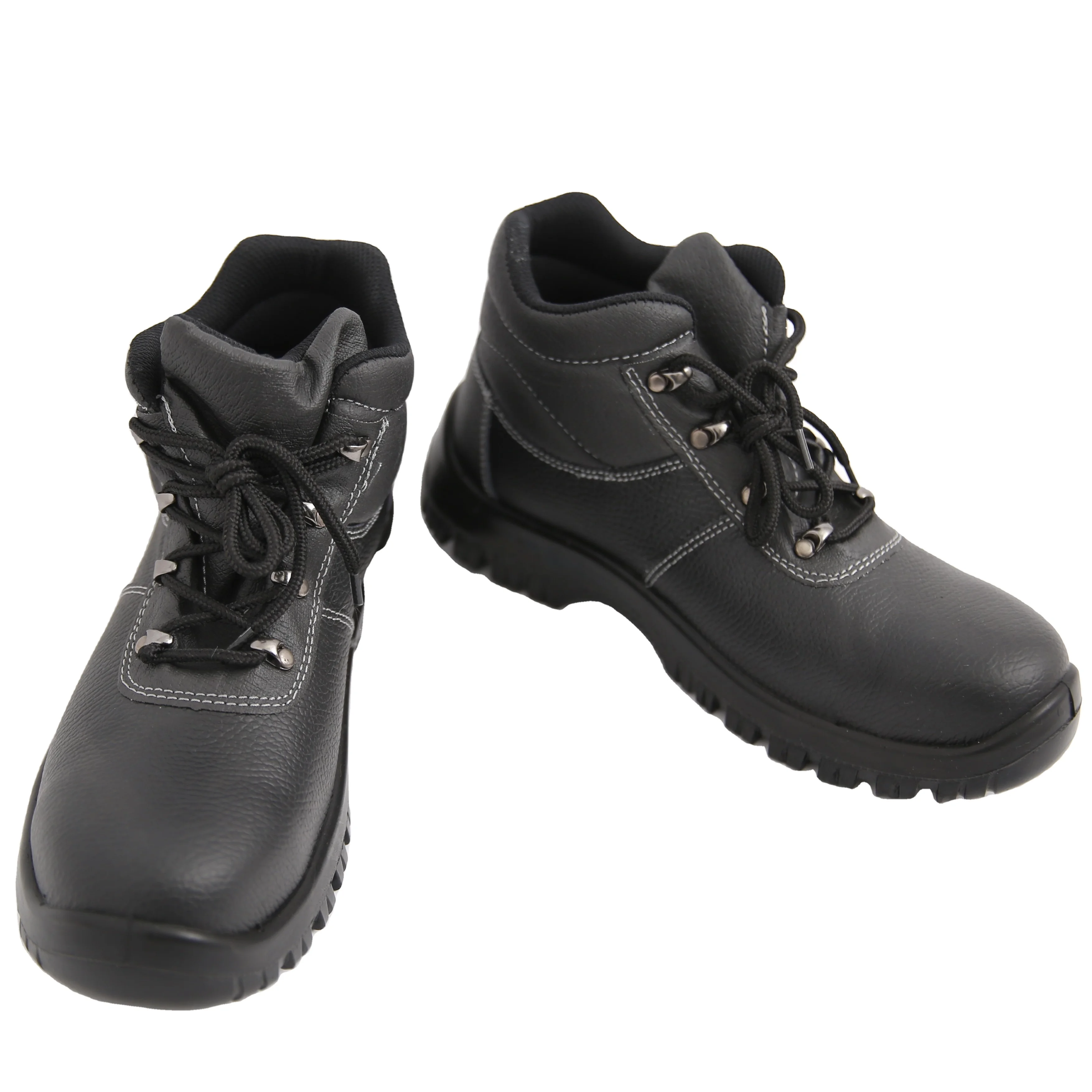 Durable ankle boots made of genuine leather with steel toe and puncture protection, Tactical construction work boots