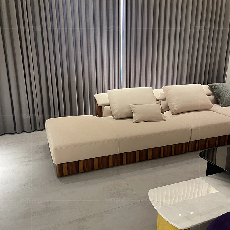 MO LAN Light luxury villa large family Bentley postmodern living room corner leather sofa furniture