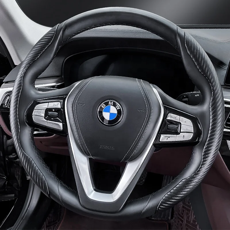 Car interior accessories manufactory direct deal carbon fiber steering wheel cover anti slip comfortable steering wheel cover