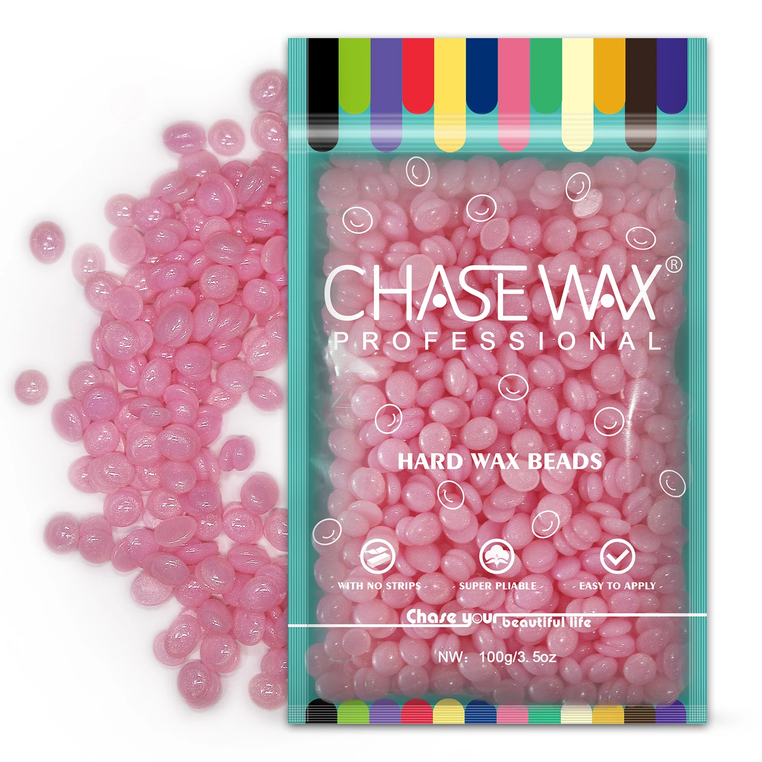 Chase Wax 100g Shimmer Rose Hypoallergenic Resin Hair Removal Hard Wax Beads For Waxing