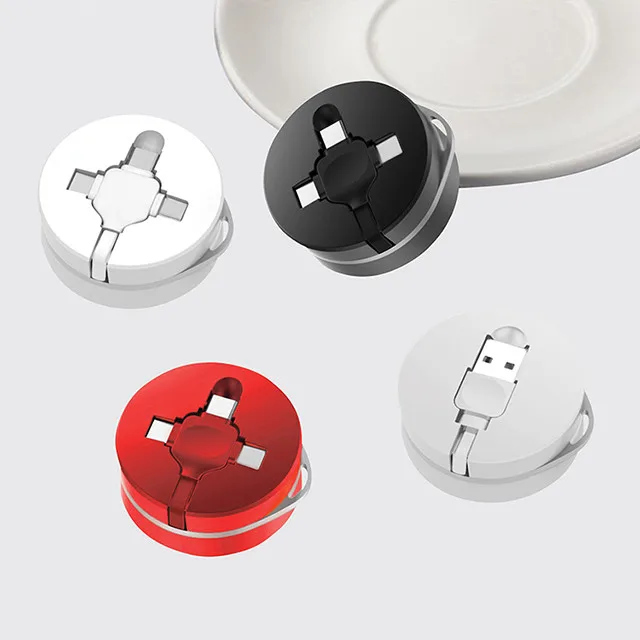 Huien Multi USB 3 in 1 Retractable Phone Data Cable 3A Fast Charging cable With Type-c And Micro USB And I Port