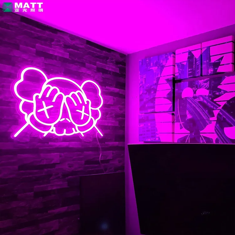 Матовая неоновая светодиодная вывеска kaws для спальни, Прямая поставка