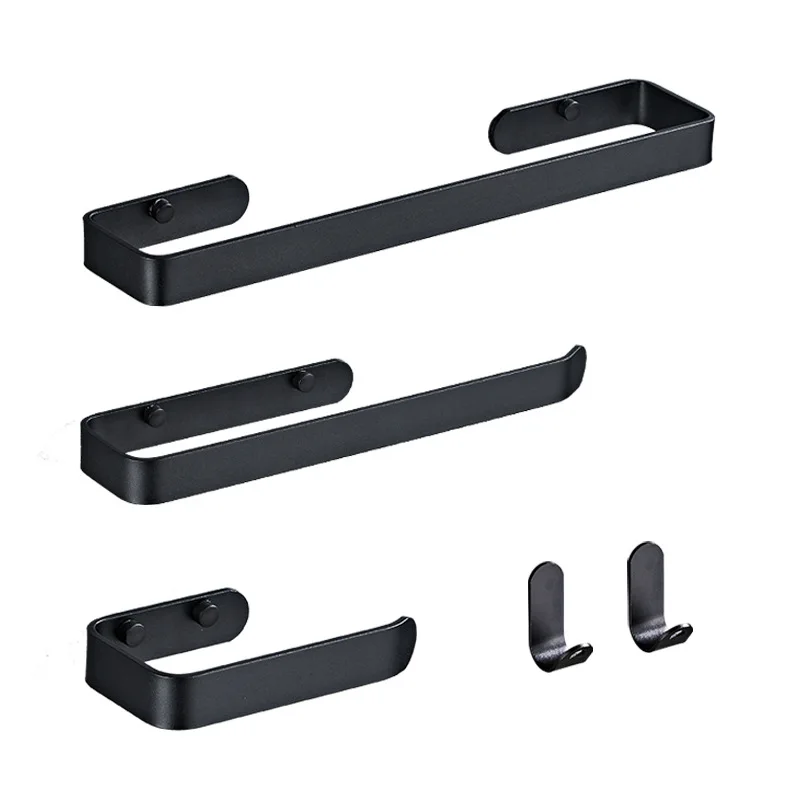 5 pieces Sets :alumimum Black Bathroom Hardware Set Towel Bar Wall Mounted Bathroom Accessories Set