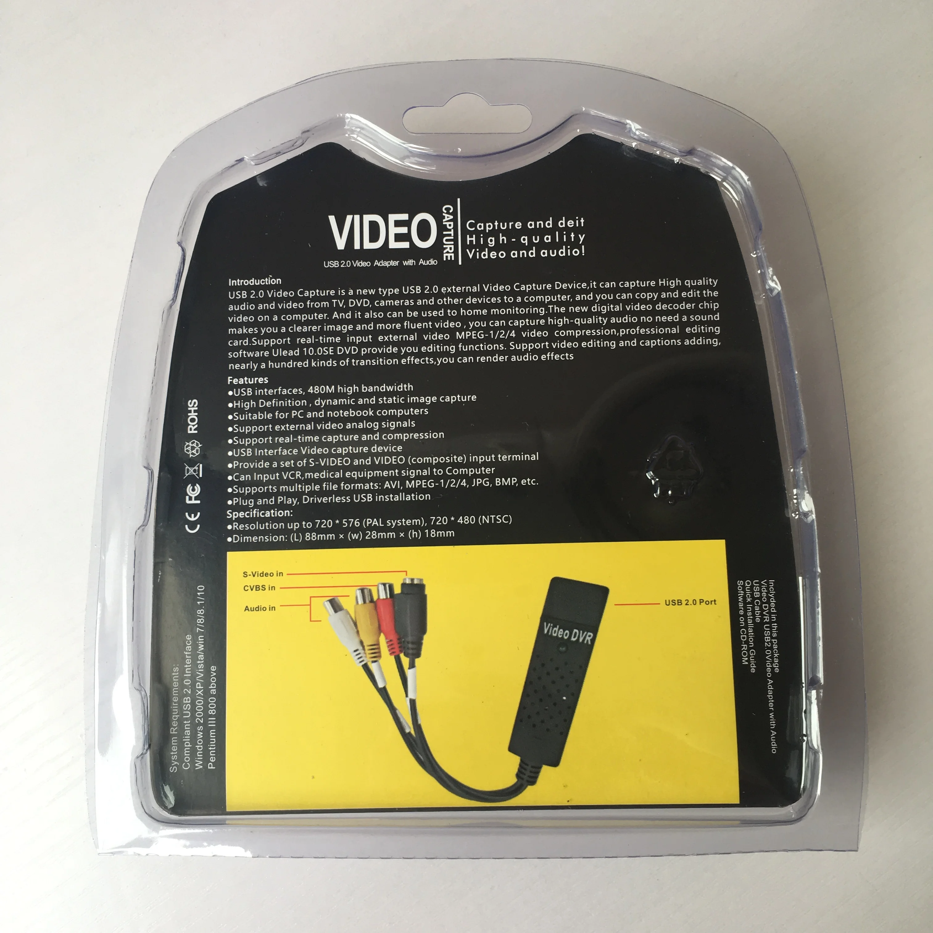  USB 2 0 HD видеозахват ТВ DVD VHS DVR адаптер рекордер конвертер аналоговый видео аудио в цифровой для IOS Android LINUX IO