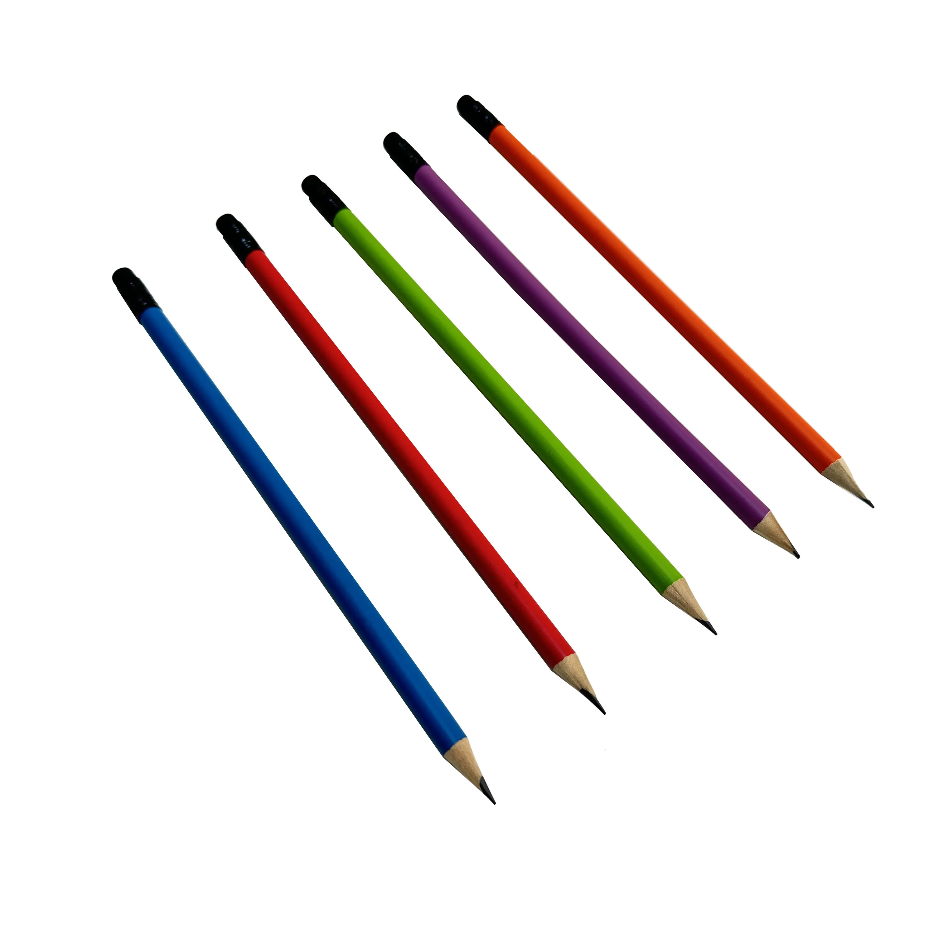 Pencil Manufacturer Custom HB 2B Pencils With Eraser Colored Pencil Body