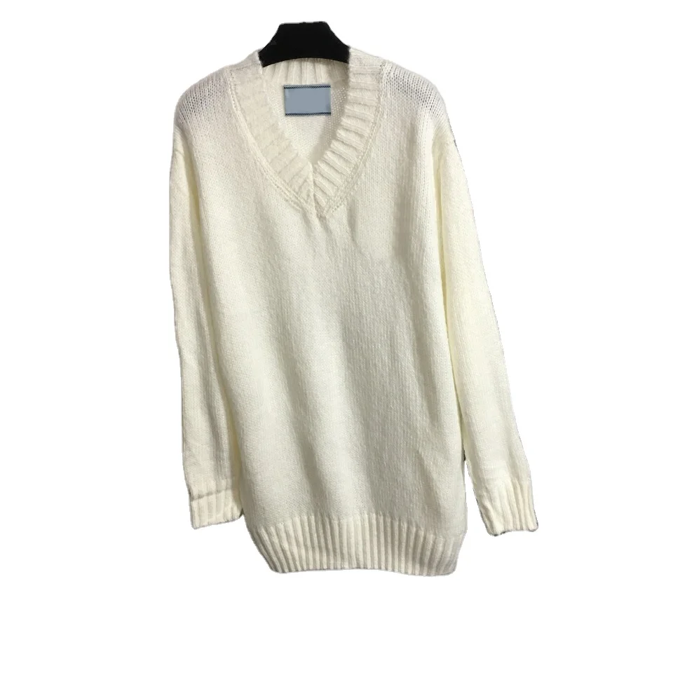 Women Oversize Sweater Solid Color Simple Design V Neck One Size Pullover Sweaters Winter Warm Long Sleeves Knitted Jumper Tops