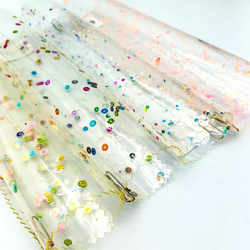 High Quality Fashion Plastic Waterproof Transparent Dot Sequins TPU Film