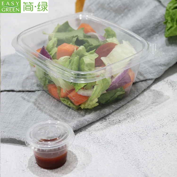 Easy Green Clear RPET Salad Bowls with Lids, Disposable Salad Bowls, Plastic Salad Containers for Dinner