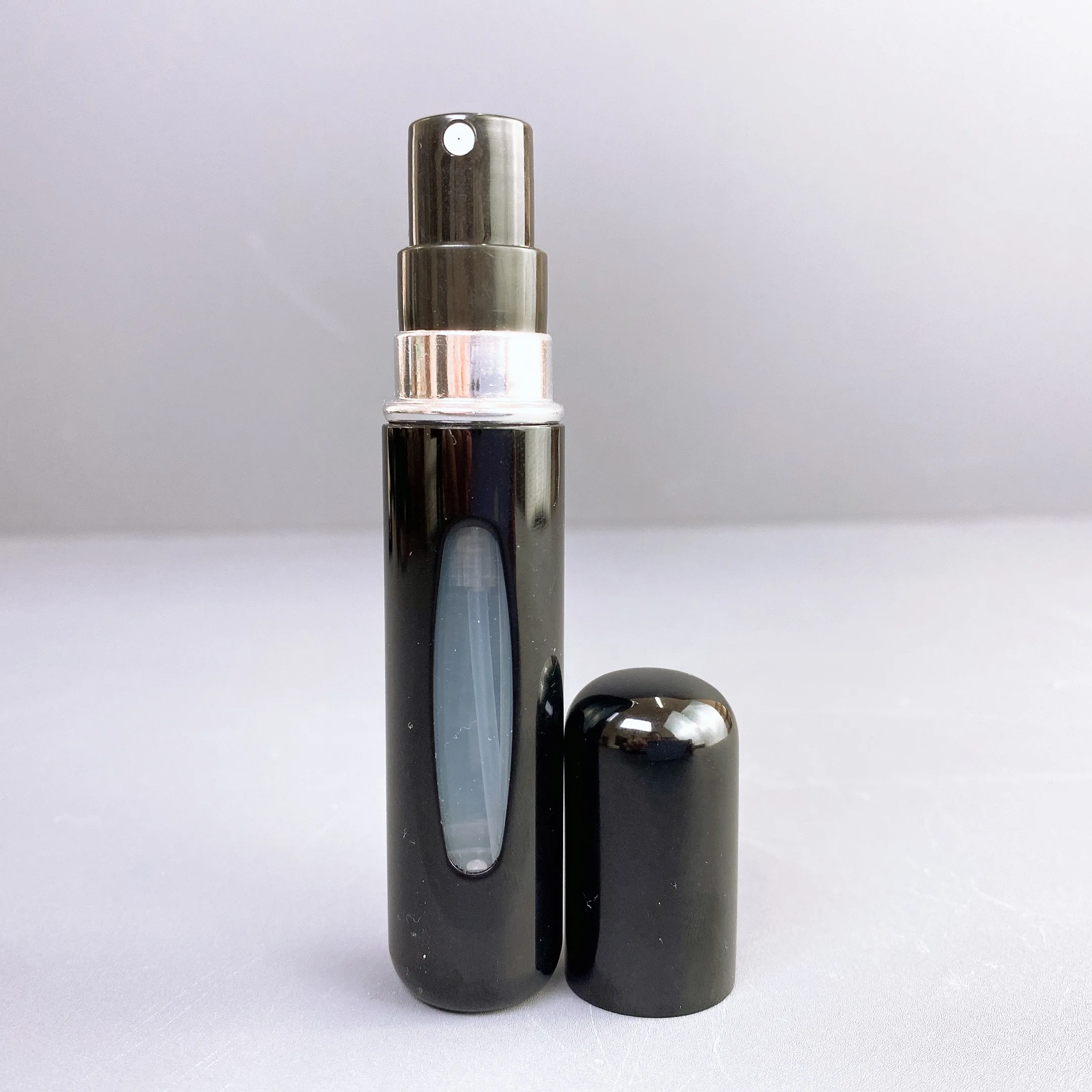 5ml 8ml shiny matte black fine mist spray bottle custom perfume dispenser bottle portable Bottom filling glass bottle