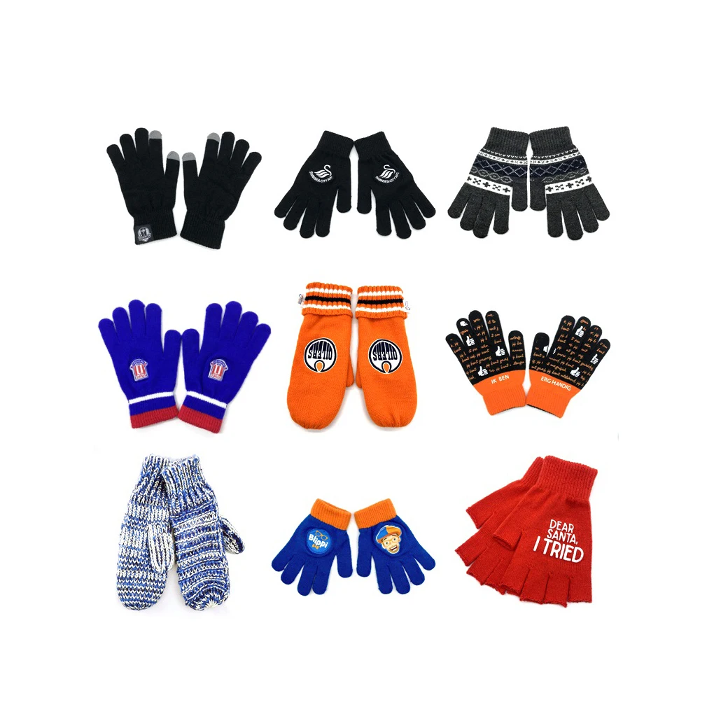 Оптовая продажа, зимние вязаные перчатки, акриловые перчатки, варежки, вязаные перчатки с пальцами для сенсорного экрана, Зимние перчатки для взрослых мужчин и женщин с узором в клетку