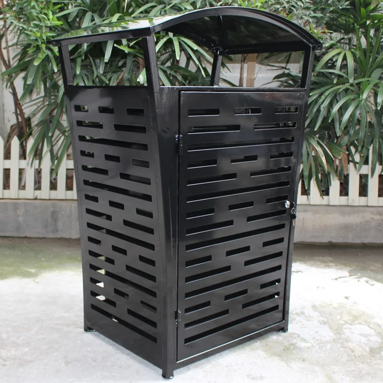 Laser Cut Outdoor Garbage Can Steel Waste Bin
