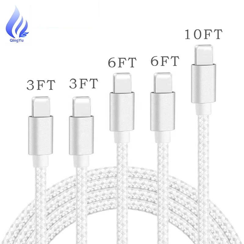 Long Fast Charger  For iPhone SE/6/7/8/XS/XR/11 12 PRO, 3 miter Aluminum Nylon Braided USB Data Sync For iPhone Charging Cable