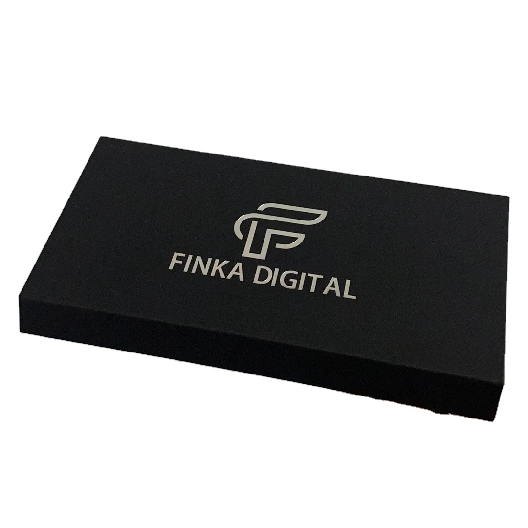 luxury black kraft paper box package with EVA holder and magnetic button for gift card / metal credit card