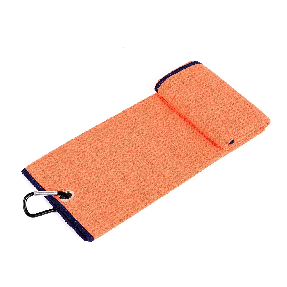 New design outdoor orange mini micro fibre velour golf towel