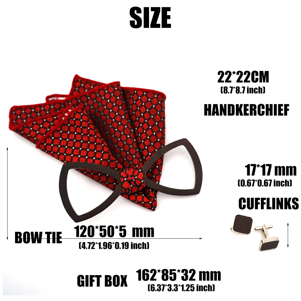 Fashion Wooden Bow Tie Set For Men Unisex Hollow Out Carved Retro Wooden Neck Ties Adjustable Strap Vintage Bowtie Gravata Corba