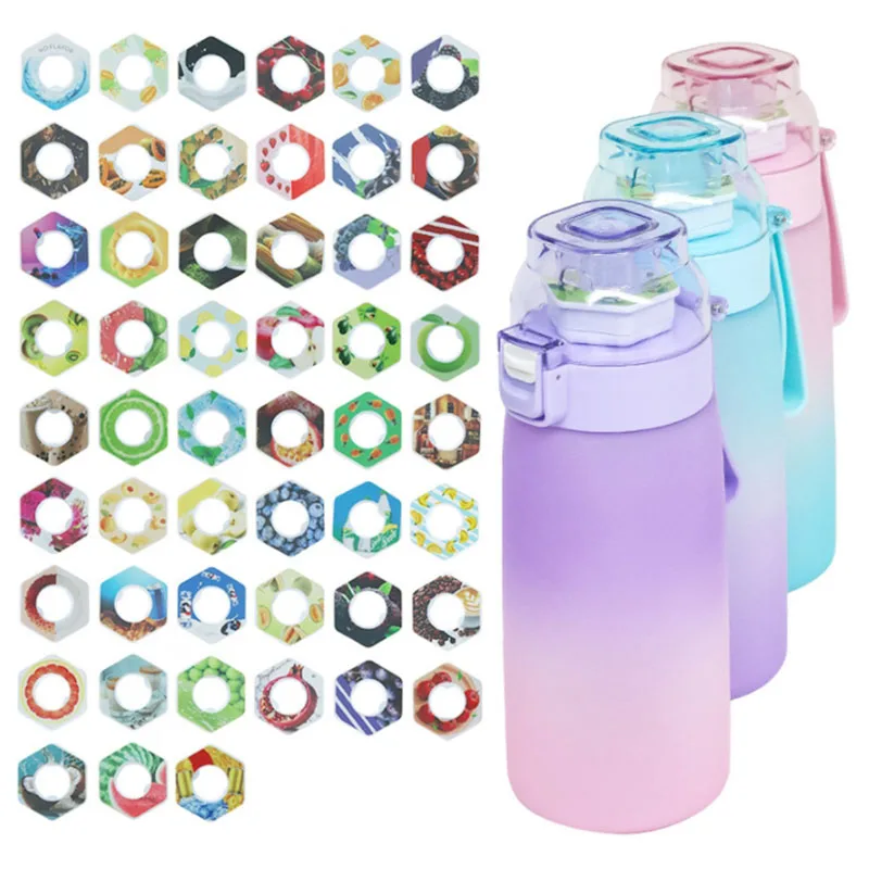 Sports Tritan Custom Logo Air Flavored Ups Water Bottle with 7 Flavor Pods Popular in Peach Watermelon Lemon Mango-Passion Fruit