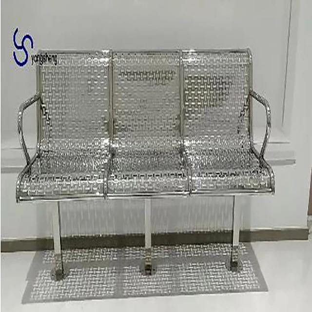 Outdoor Park Simple Rustic garden Wooden Bench stainless steel Frame director beach waiting chair 2 or 3 seats for your choice