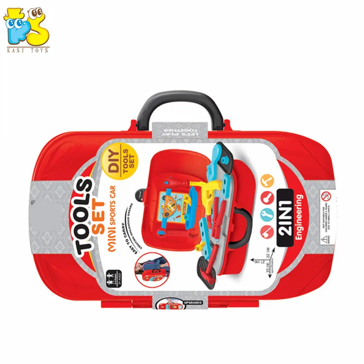 Детские игрушки для ролевых игр, набор инструментов для творчества, ящик для хранения в форме спортивного автомобиля, 2в1, инженерные развивающие игрушки
