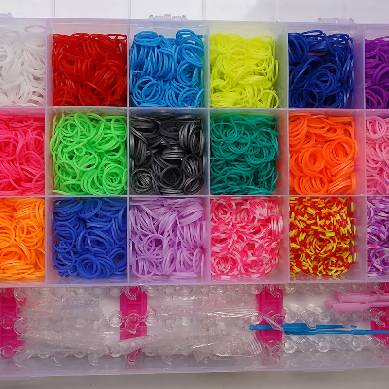 Cheap Wholesale Bracelet Improve Imagination Colored Rubber Band Loom Band Bracelet Making Kit Birthday Gift Girls