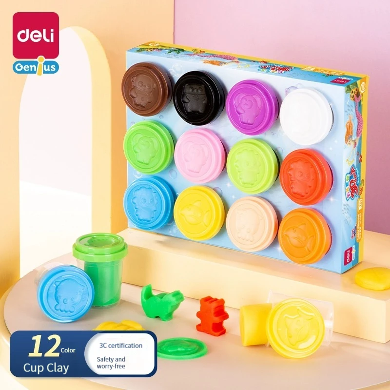Deli 67804 Plasticine 12 colors non-stick color clay safe puzzle clay set