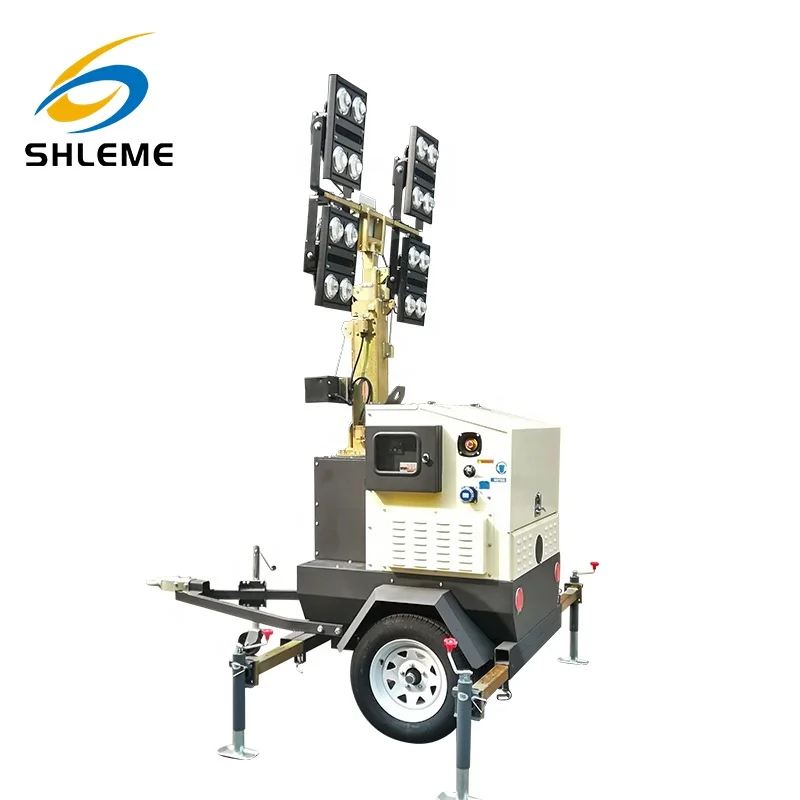 Trailer Mounted Mobile Light Tower 9meters Telescopic Mast with Kubota Engine