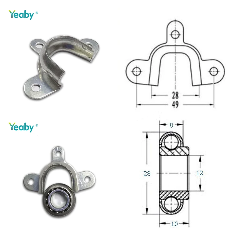 Aluminum rolling shutter door and window accessories, equipped with 28mm metal ball bearing U-shaped bracket