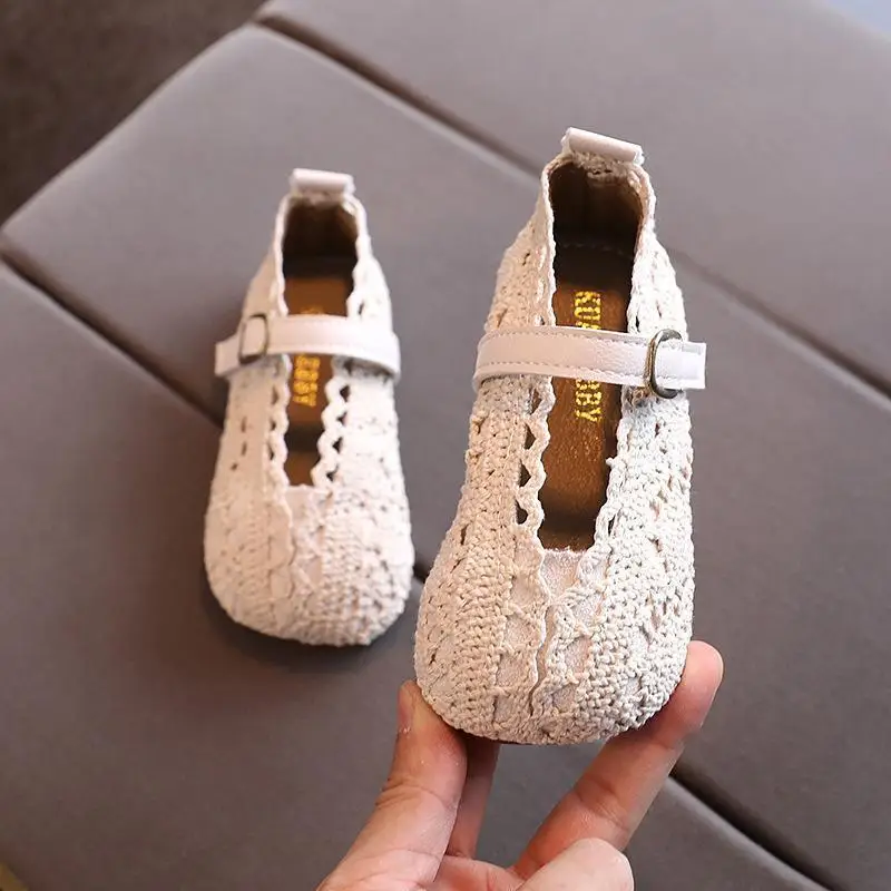 Тканые Сандалии корейская мода детская дышащая мягкая подошва кружевная обувь для принцессы на осень