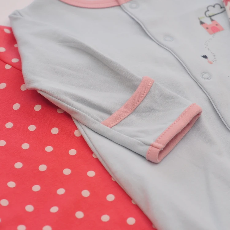 Customized Autumn Kids Baby Jumpsuit Long Sleeve Baby Footie Romper Organic Cotton Baby Pajamas