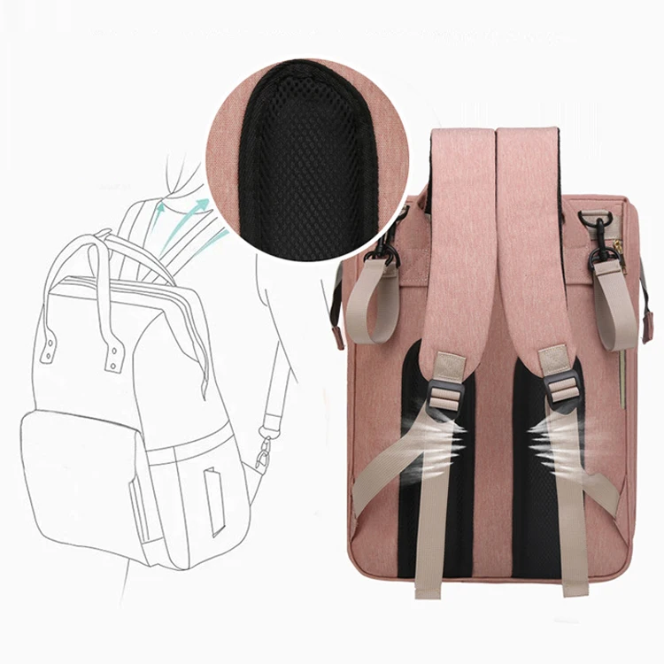 Лидер продаж, противомоскитная сетка, индивидуальный рюкзак для мамы, водонепроницаемые большие складные Изолированные сумки для детских подгузников с подставкой для переодевания