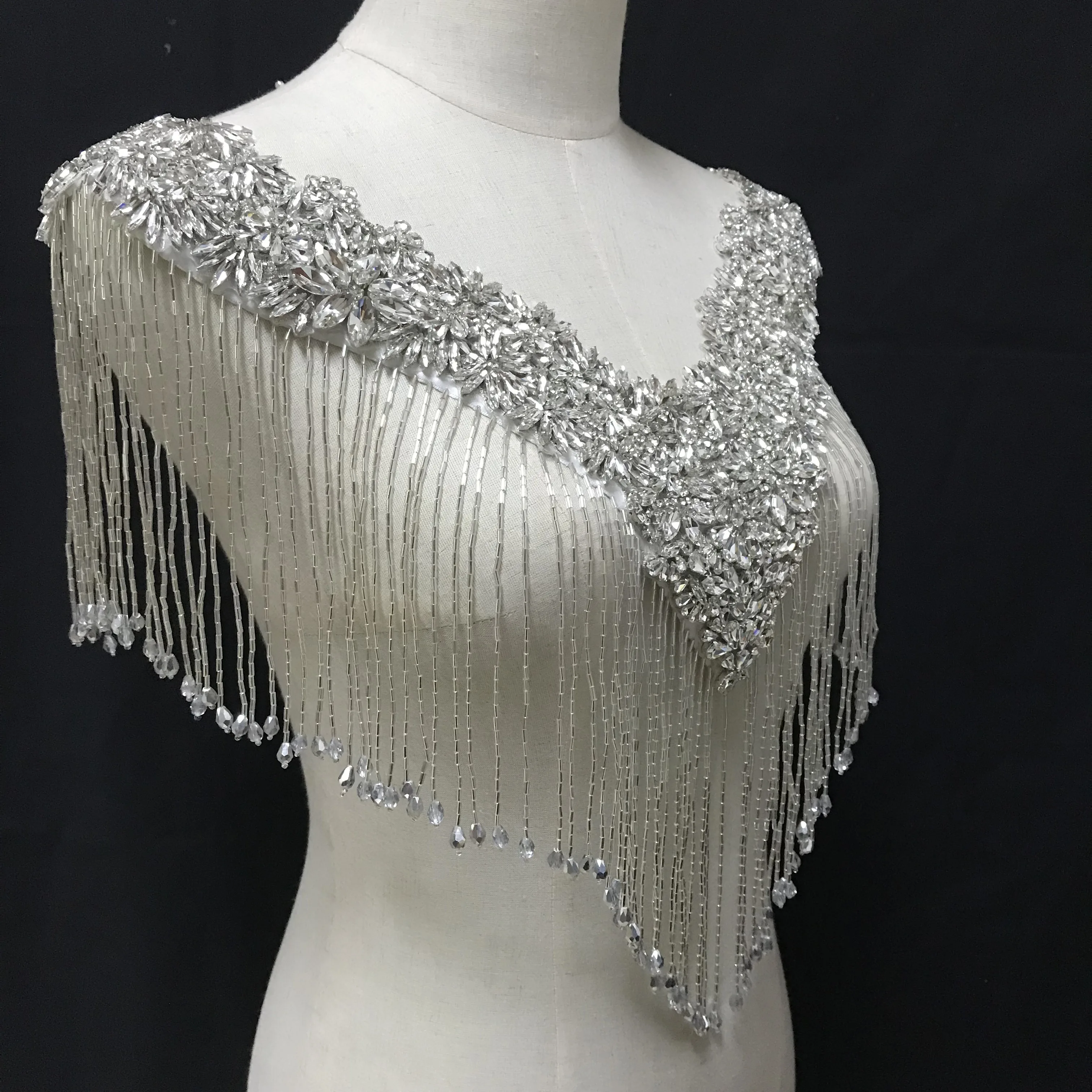 
shoulder patch with tassel fringe decorative crystal bolero 