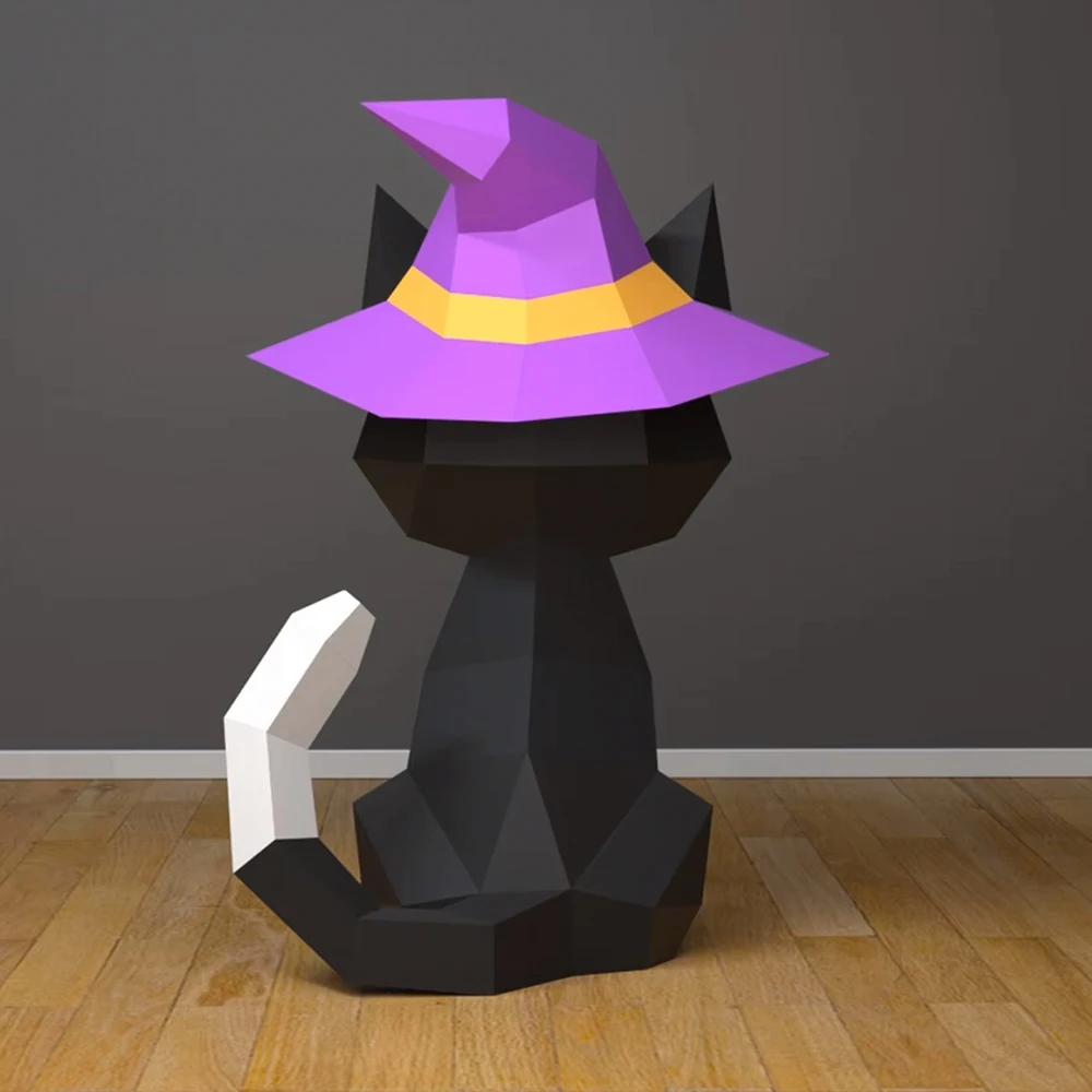 All Saints Black Cat, 3D origami paper home decoration, living room, educational hobby, holiday party, DIY origami paper crafts